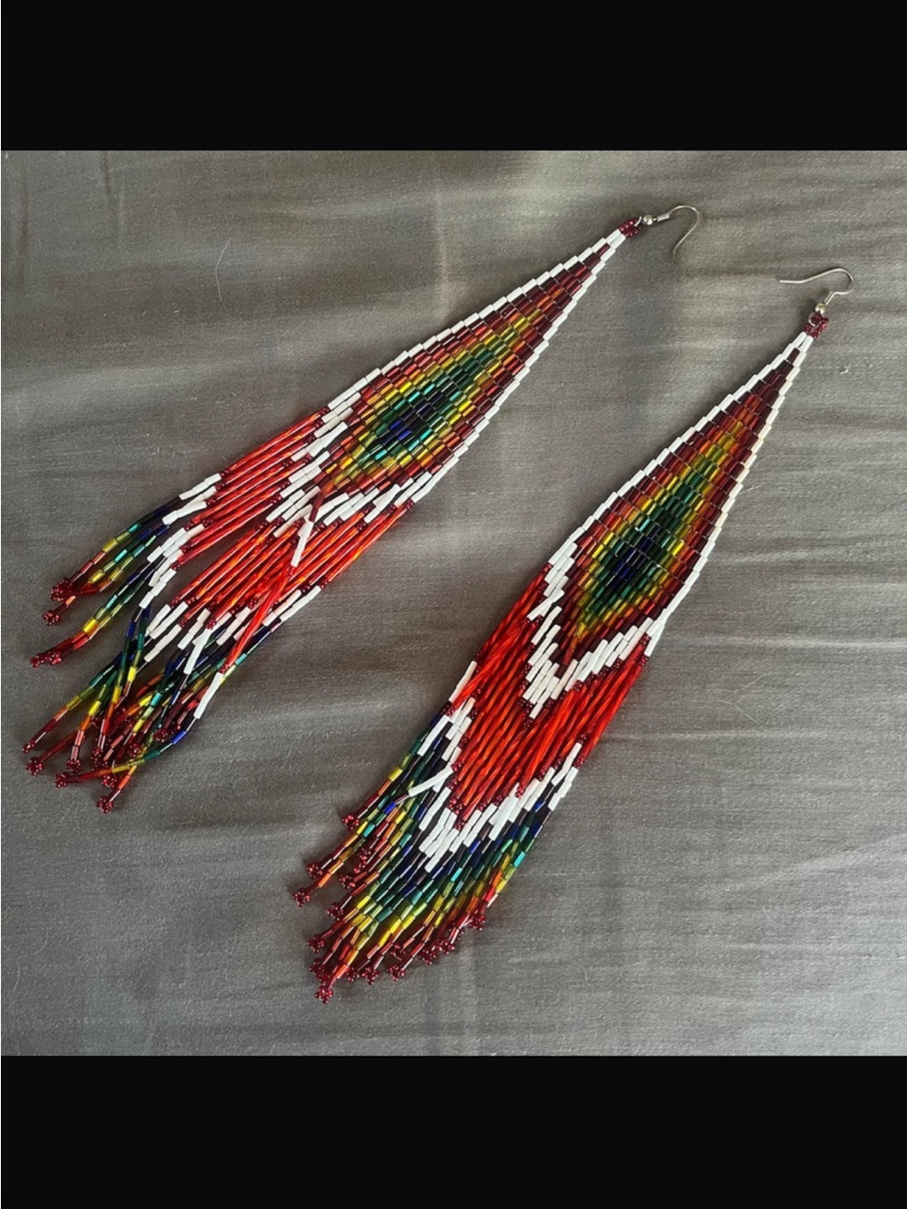 Extra large rainbow beaded earrings